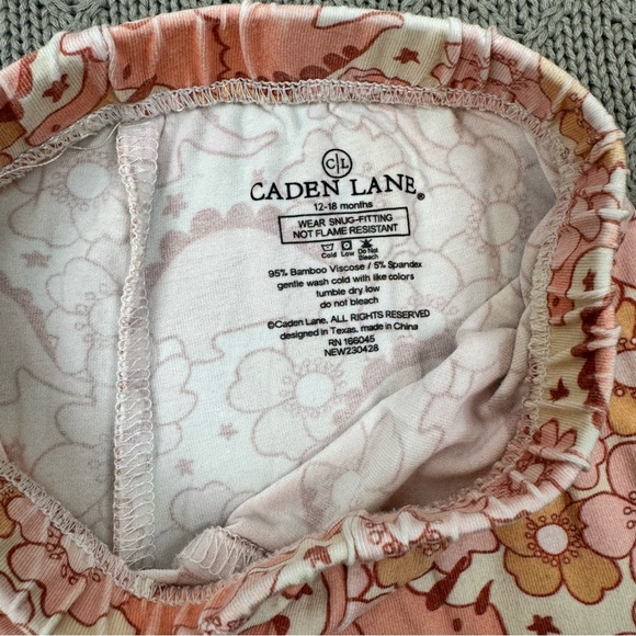 Caden Lane Dinosaur Floral Girls Pajamas - Pink and Yellow 12-18M - Picture 5 of 10